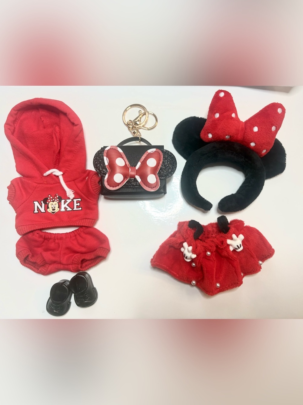 Minnie Mouse Design Clothes for your Labubu! 2 outfits and matching bag charm!